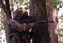 Royal Marine in training with L85A1