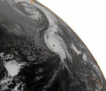 Hurricane John at its tertiary peak strength in the far north-central Pacific Ocean