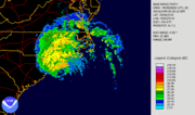 Radar imagery of Hurricane Floyd making landfall in North Carolina.