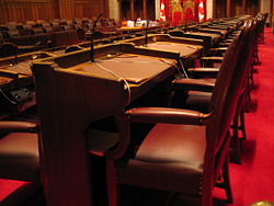 The Senate Chamber of Parliament Hill in Ottawa.