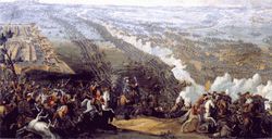 The Battle of Poltava in 1709, drawing by Denis Martens, 1726.