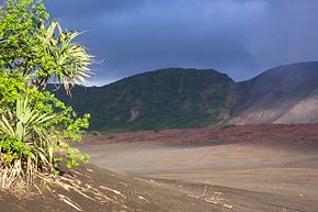 Cinder plain of Yasur volcano on Tanna island.