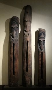 Wooden slit drums from Vanuatu, Bernice P. Bishop Museum