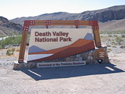 The sign at the entrance of Death Valley National Park