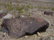 Petroglyphs above Mesquite Springs by the Mesquite Flat People.
