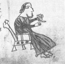 Drawing of a judge from the Peniarth 28 manuscript,