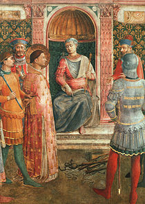 St. Lawrence before Emperor Valerianus (martyred 258) by Fra Angelico