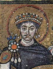 Mosaic of Justinian I in the church of San Vitale, Ravenna, Italy