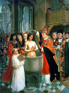 Saint Remigius baptizes Clovis.