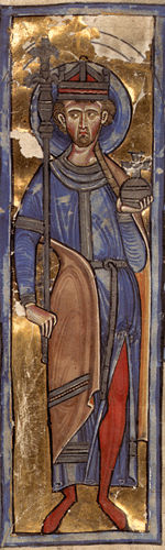 Oswald crowned as a king from a 13th century manuscript