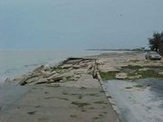 Damage to the seawall along South Roosevelt Blvd. on the south side of Key West, Florida