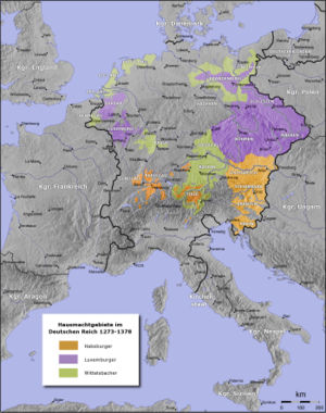 Holy Roman Empire from 1273–1378, and its principal royal dynasties