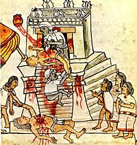 Human sacrifice as shown in the Codex Magliabechiano.