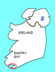 sketch map of Ireland, showing position of Bantry Bay