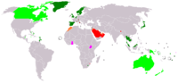      Constitutional monarchy      Commonwealth realmNote: the United Kingdom is a Commonwealth realm, not as shown here.      Semi-Constitutional monarchy      Absolute monarchy      Monarchy in some sub-state level entities