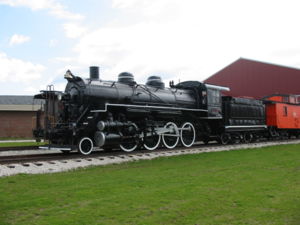 A Chinese-built 2-8-0 on display at the National Railroad Museum in Green Bay, WI, April 26, 2004.