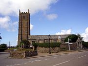 The church of St Buryan as seen from the front entrance