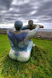 Venus and Cupid, Morecambe Promenade.  Designed by Shane Johnstone, this sculpture is dedicated to those lost at sea.