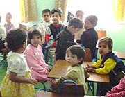 A kindergarten classroom in Afghanistan.