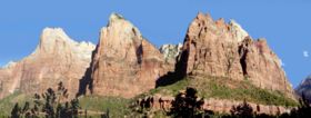 The Three Patriarchs in Zion Canyon are made of Navajo Sandstone.