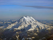 The three summits of Mount Rainier: Liberty Cap, Columbia Crest, and Point Success