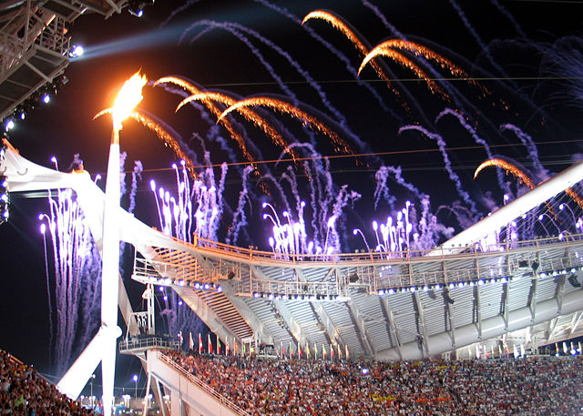 Image:Olympic flame at opening ceremony.jpg