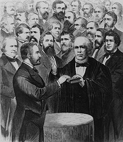Grant's second inauguration as President by Chief Justice Salmon P. Chase on March 4, 1873.