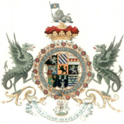 These arms of John Churchill, 1st Duke of Marlborough, are encircled by both the Garter and the collar.