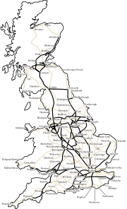 This is what the BR network would have looked like if Beeching's (II) plans had been implemented (all lines except those bolded would have been closed)