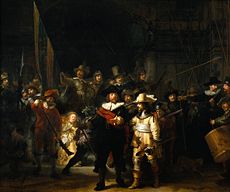 The Night Watch or The Militia Company of Captain Frans Banning Cocq, 1642. Oil on canvas; on display at the Rijksmuseum, Amsterdam.