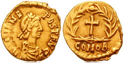 Julius Nepos on a gold Tremissis.