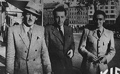 Bratislava, June–July 1944. Rudolf Vrba (right) escaped from Auschwitz on April 7, 1944, bringing the first credible news to the world of the mass murder that was taking place there. Arnost Rosin (left), escaped on May 27, 1944.
