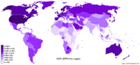 World map showing GDP (PPP) per capita.