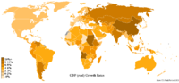 World map showing GDP real growth rates for 2007.