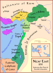 The County of Edessa in the context of the other states of the Near East in 1135.
