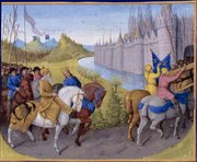 Arrival of the Second Crusade before Constantinople as portrayed in Jean Fouquet's painting from around 1455–1460, Arrivée des croisés à Constantinople.