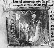 The marriage of Amalric I of Jerusalem and Maria Comnena at Tyre in 1167 (from a manuscript of William of Tyre's Historia, painted in Paris c. 1295–1300, Bibliothèque Municipale, Épinal).