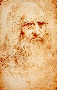 Self-portrait by Leonardo da Vinci. Executed in red chalk sometime between 1512 and 1515