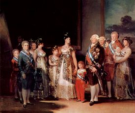 The Family of Charles IV, 1800. Théophile Gautier described the figures as looking like "the corner baker and his wife after they won the lottery".