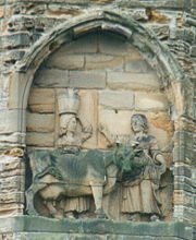 Legend of the founding of Durham depicted on cathedral