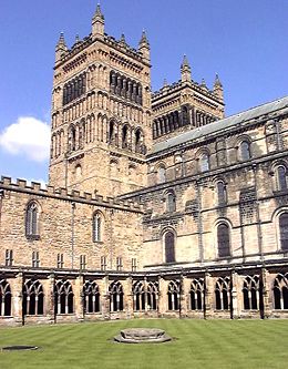 Durham Cathedral's West Towers from the Cloisters