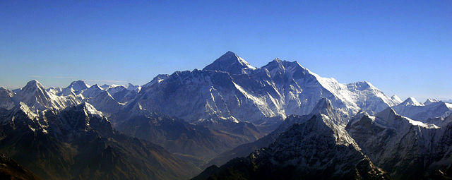 Aerial view of Mount Everest from the south