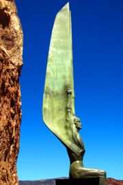 One of two "Winged Figures of the Republic" by Oskar J.W. Hansen, part of the monument of dedication on the Nevada side of the dam.