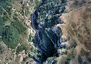 Part of Cheddar Gorge, seen from an aircraft.