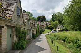 none The village of Bibury features Cotswold stone cottages