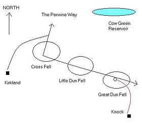 Sketch map of the approaches to Cross Fell