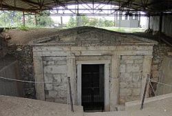 The entrance to one of the royal tombs at Vergina, a UNESCO World Heritage site.