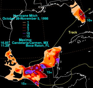 Rainfall totals in Mexico and Florida
