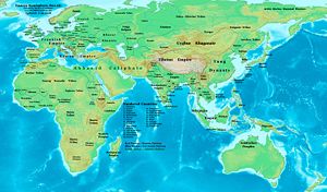 Eastern Hemisphere at the end of the 8th century AD.