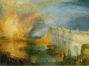 J. M. W. Turner watched the fire of 1834 and painted several canvases depicting it, including The Burning of the Houses of Lords and Commons (1835).